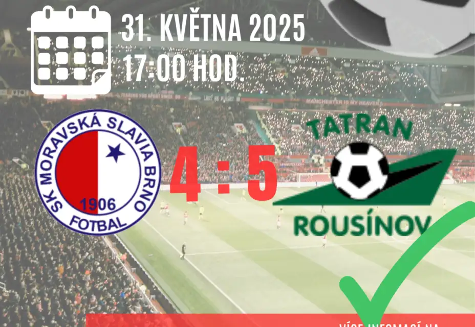 SK Moravská Slavia Brno 'A tým' : TJ TATRAN Rousínov 4:5
