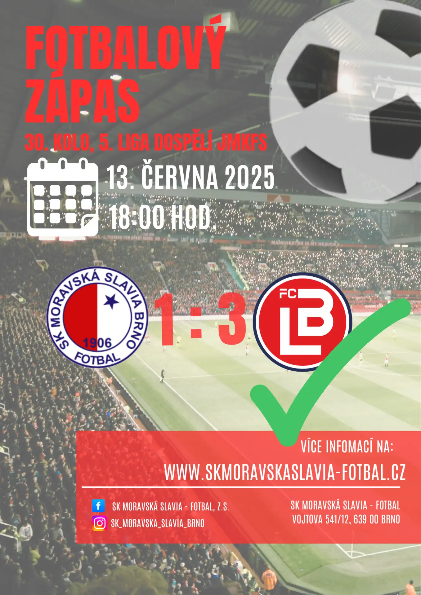 SK Moravská Slavia Brno 'A tým' : FC Boskovice  Letovice 1:3